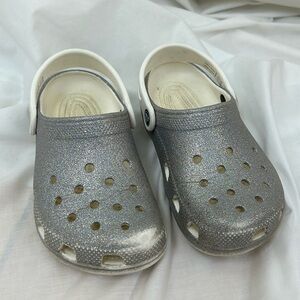 CROCS Classic Kids Clogs ~ Silver Glitter ~ Size 1